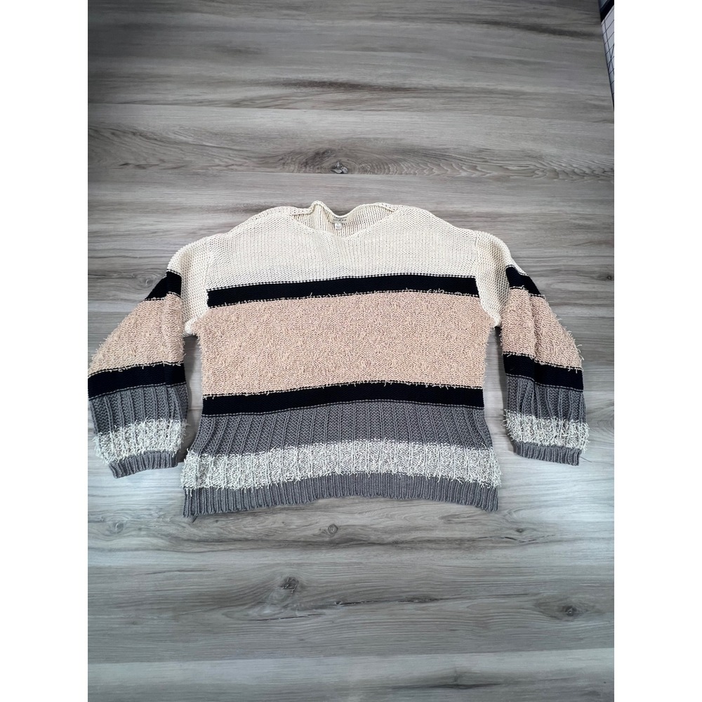 Umgee USA Striped Knit Sweater WMNS S‎ Neutral Colors Cropped boho FallFashion